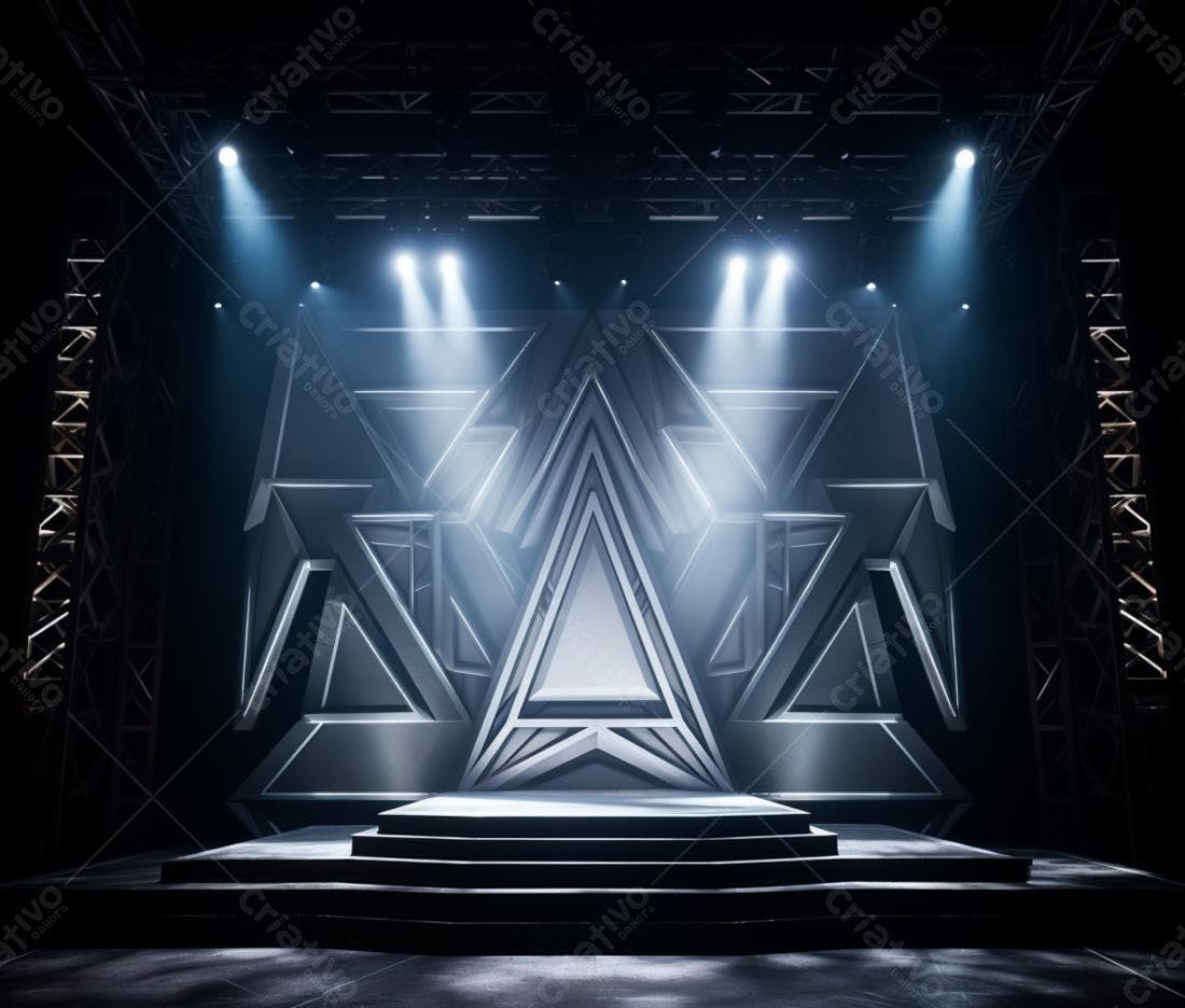 Palco iluminado com design geométrico