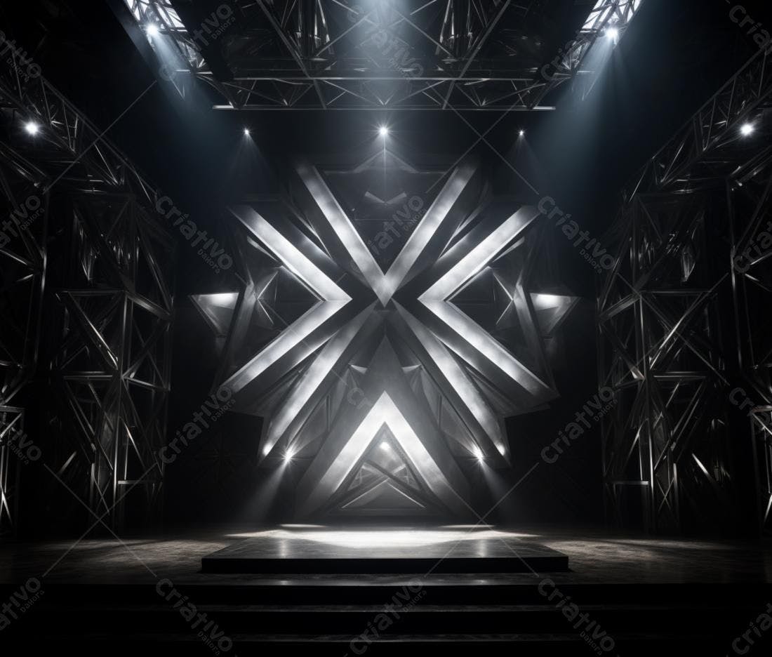 Palco com estrutura metálica iluminada