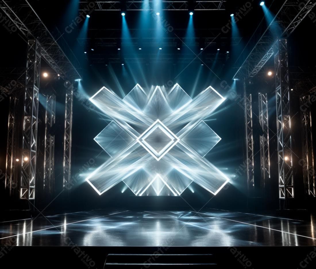 Palco iluminado com design geométrico moderno
