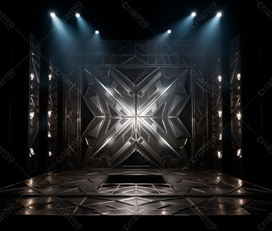 Palco metálico com iluminação dramática