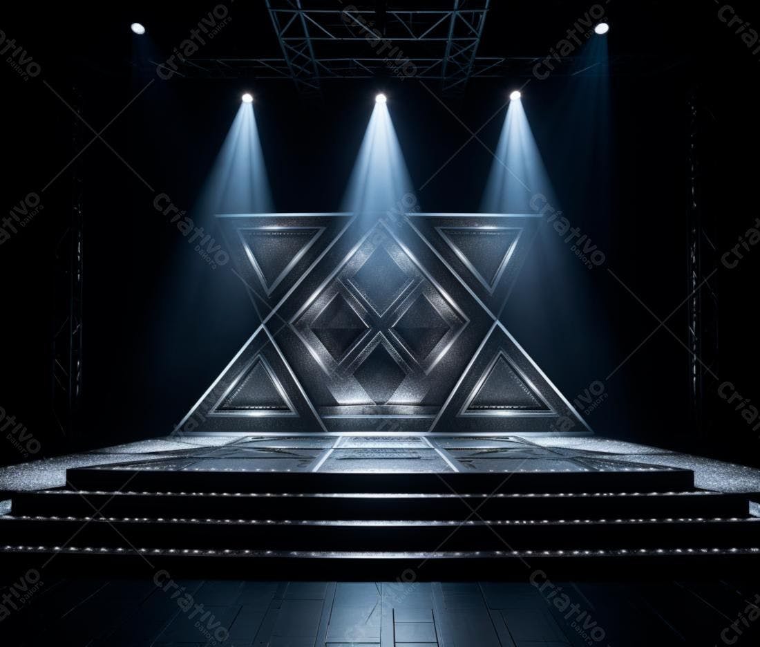 Palco iluminado com design geométrico