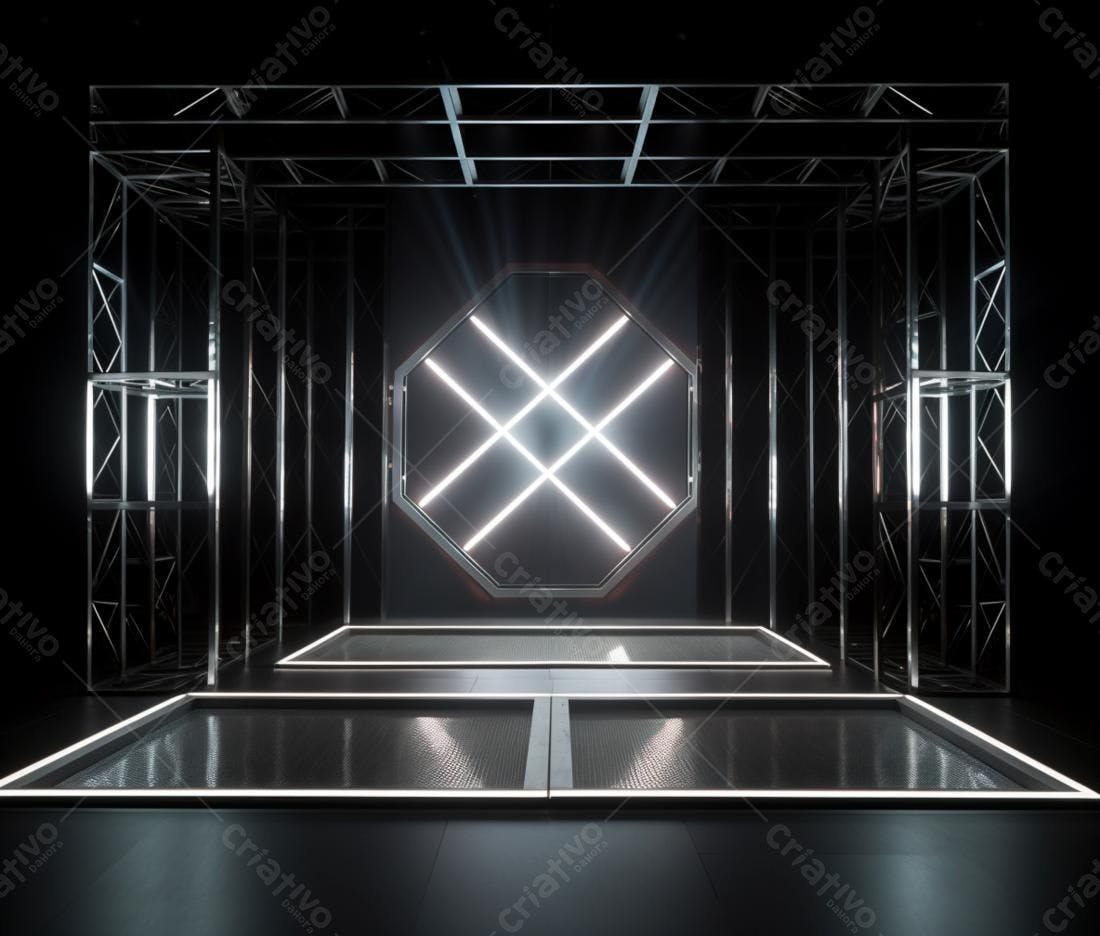 Palco futurista com iluminação neon