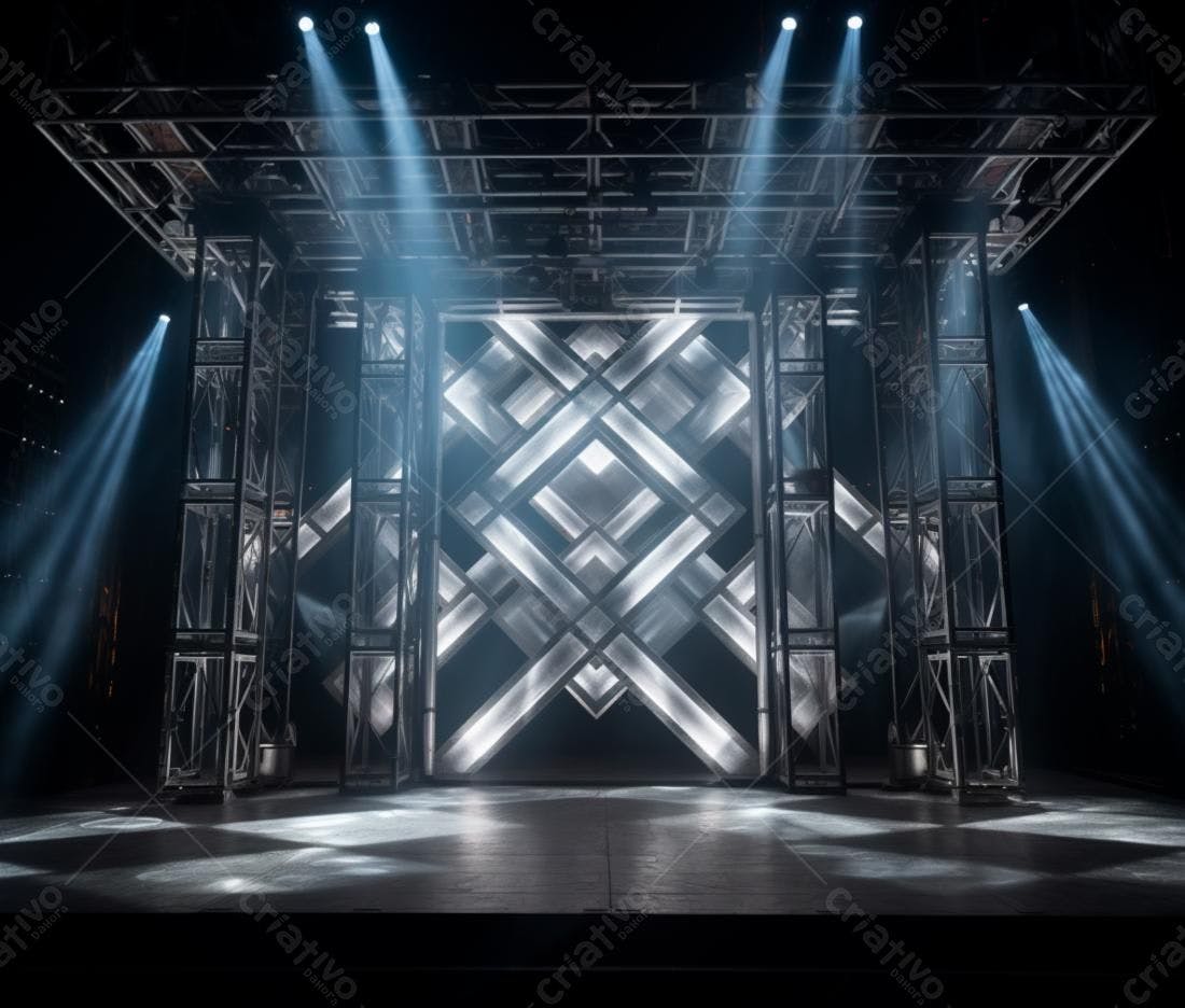 Palco iluminado com estrutura metálica
