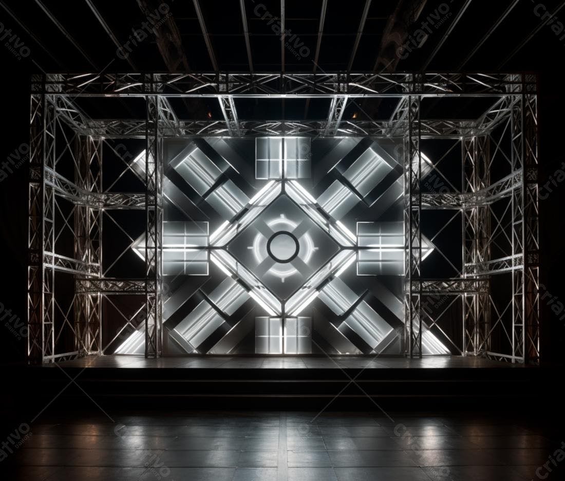 Palco com Painel Geométrico Iluminado