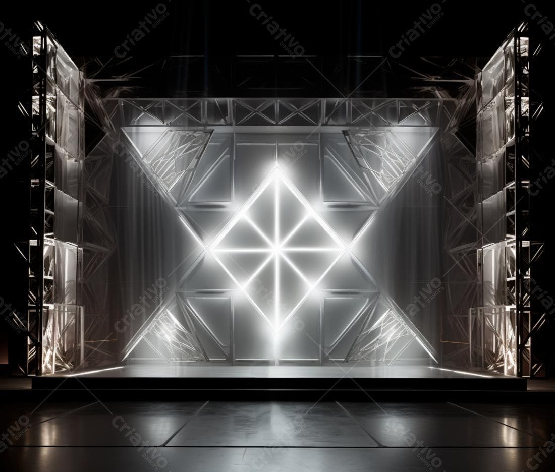 Palco futurista com iluminação neon