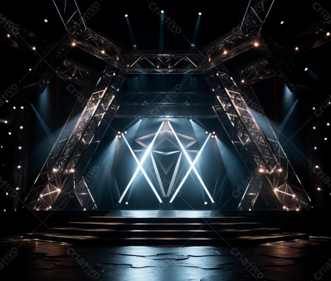 Palco de premiação com iluminação dramática