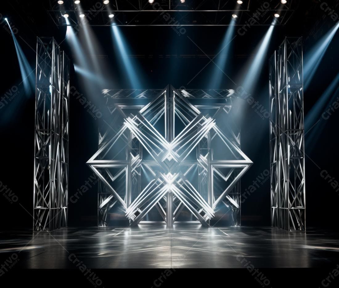 Palco com estrutura metálica iluminado