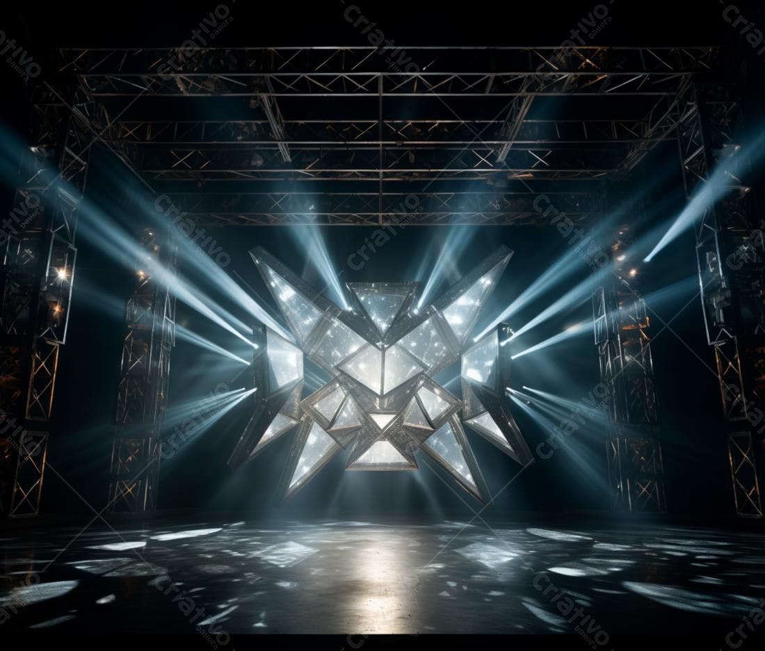 Palco com estrutura metálica e iluminação cênica