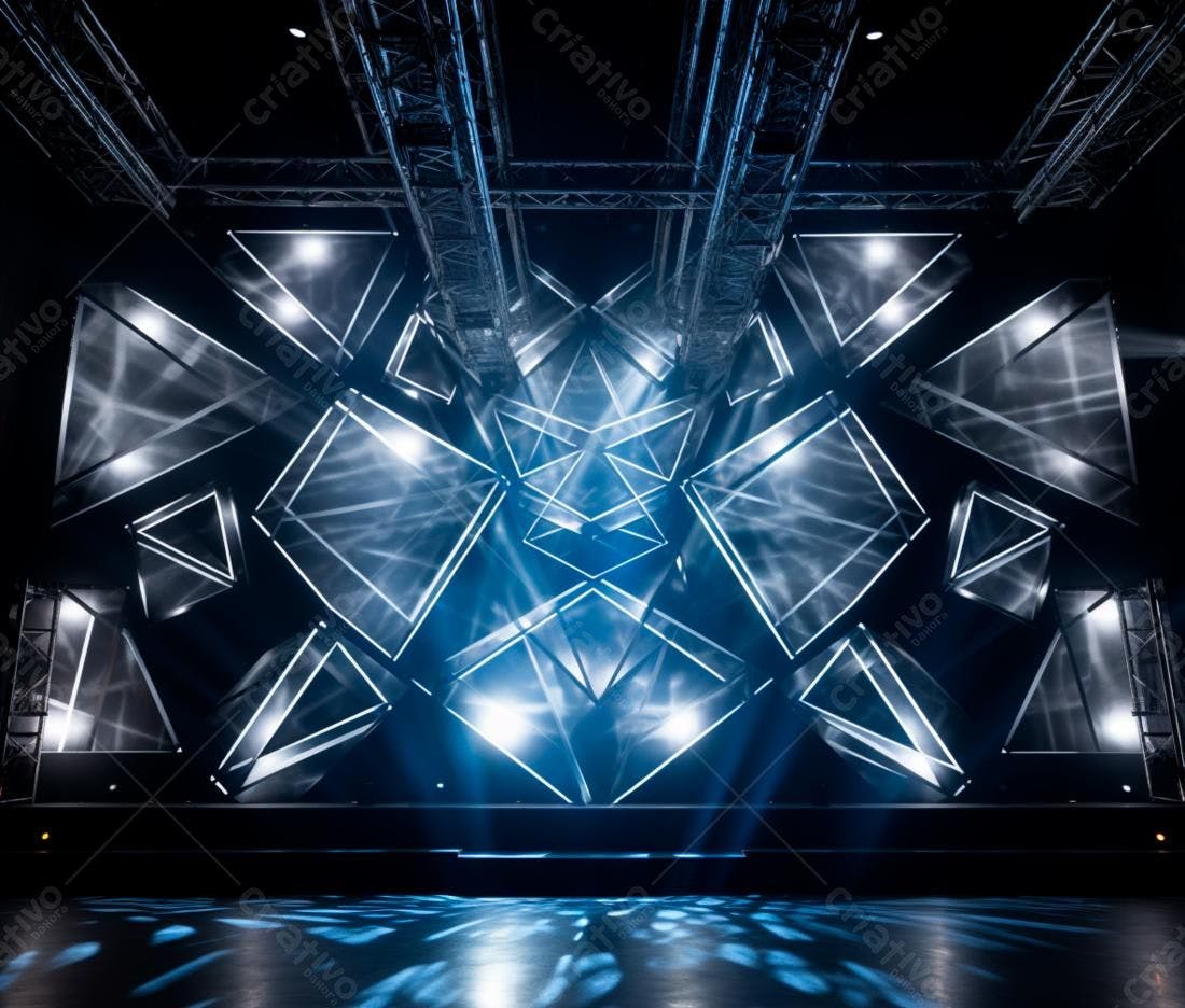 Palco iluminado com design geométrico