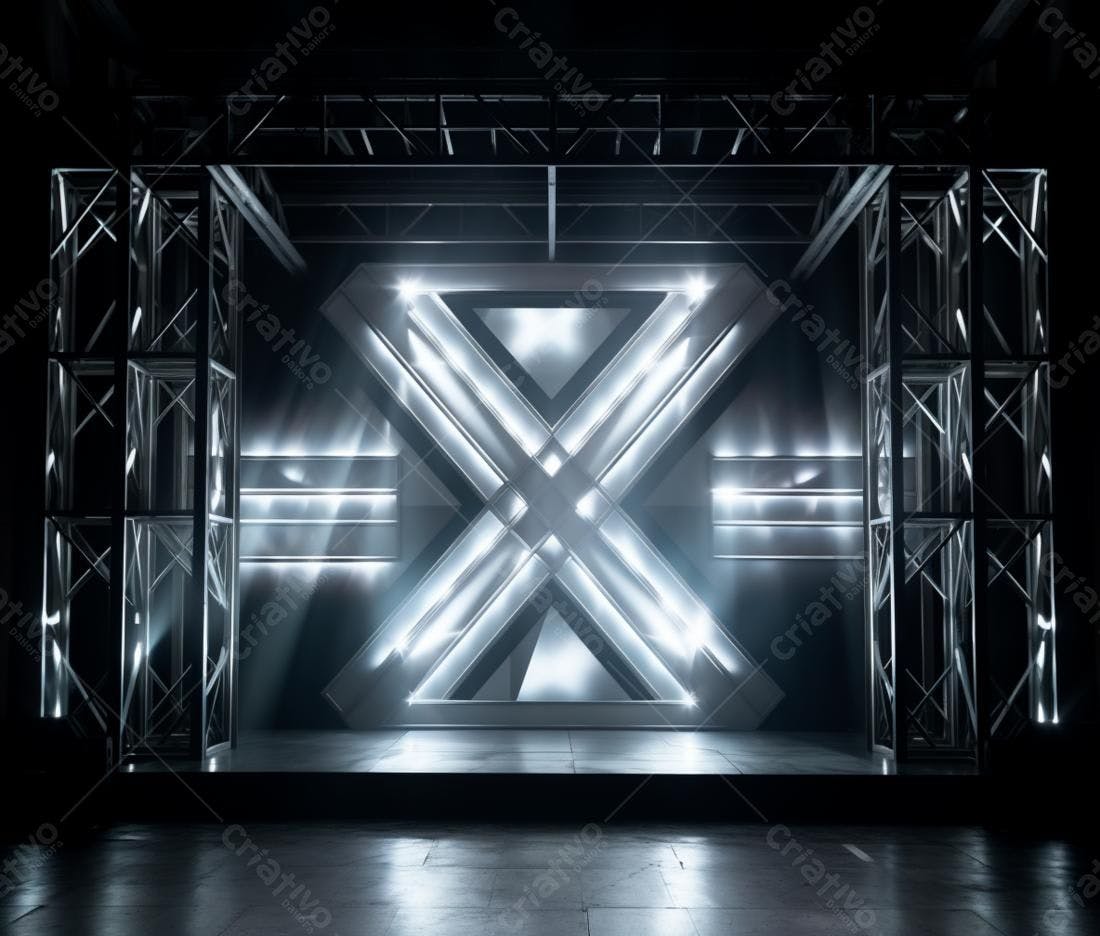 Palco com iluminação futurista em tons de cinza
