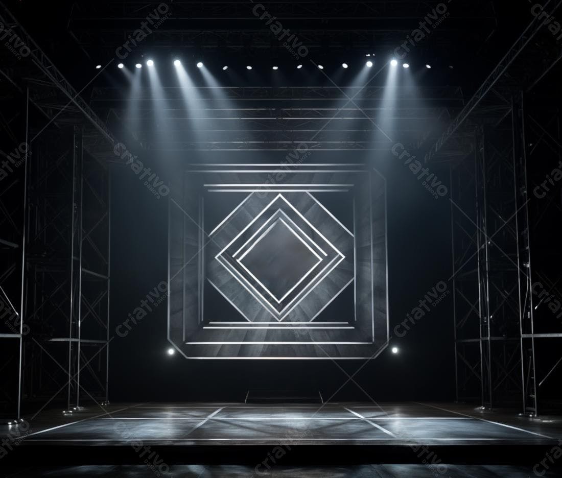 Palco iluminado com estrutura metálica