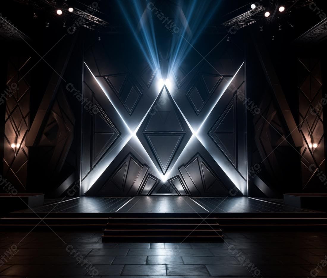 Palco iluminado com design geométrico