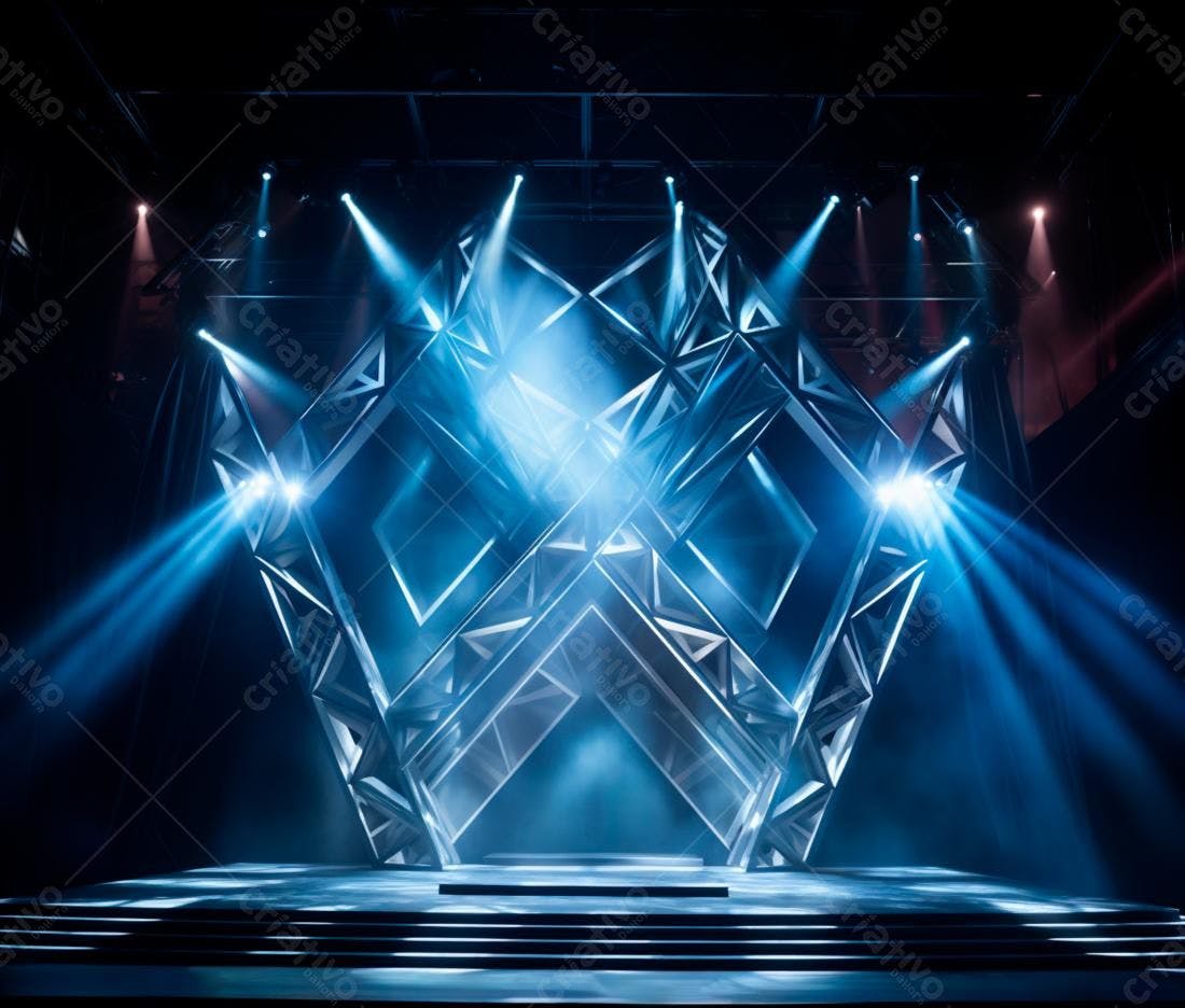 Palco iluminado azul para evento