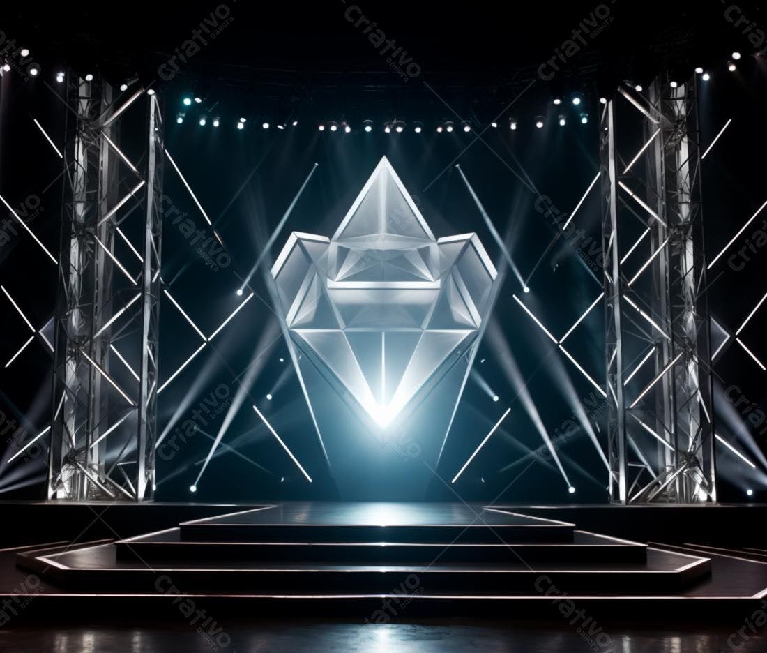 Palco com estrutura metálica e diamante brilhante