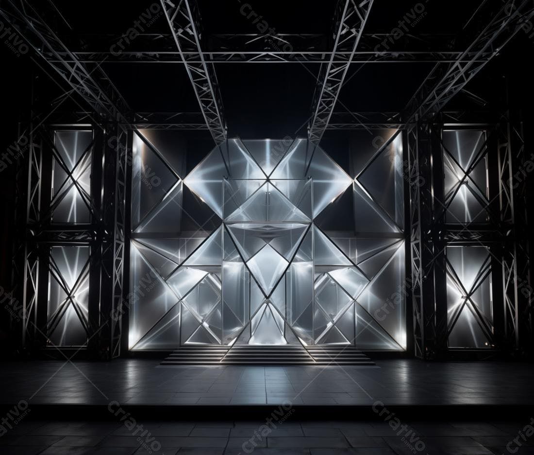 Palco Moderno com Painéis Geométricos Iluminados
