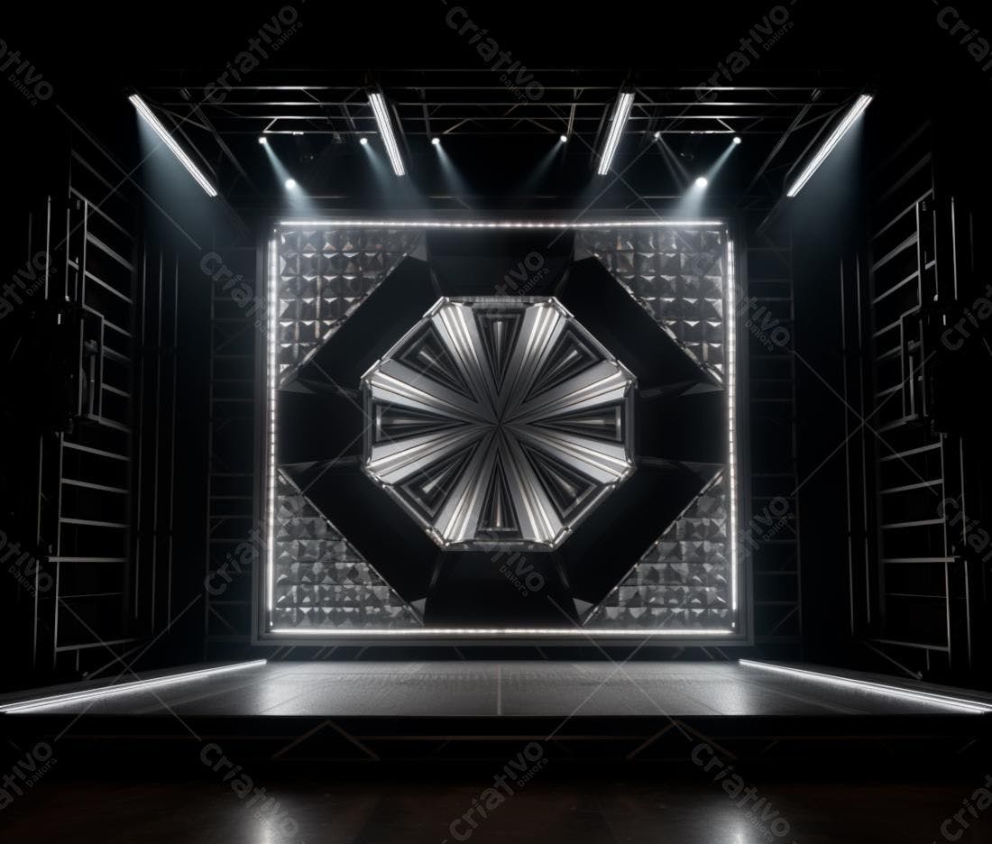 Palco Moderno Preto e Prata com Iluminação