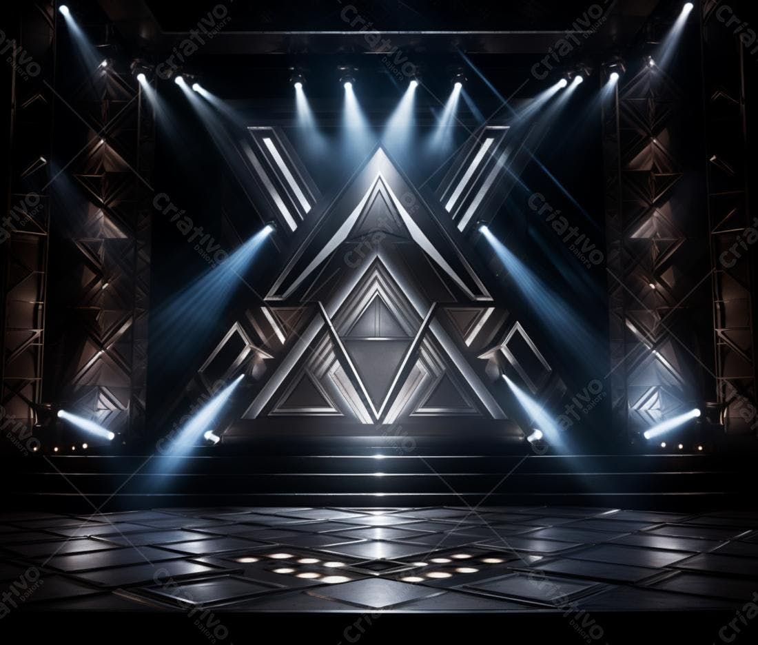 Palco iluminado com design geométrico moderno