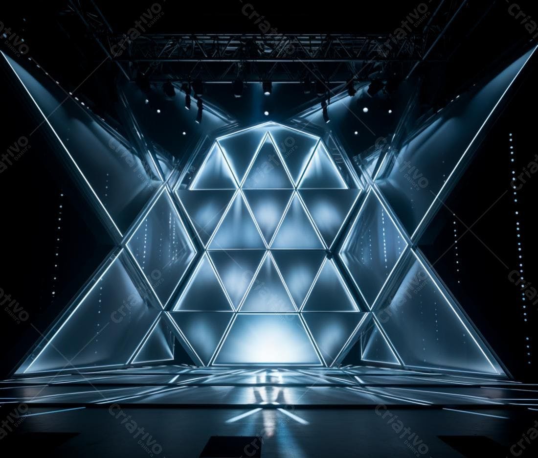 Palco futurista com iluminação azul