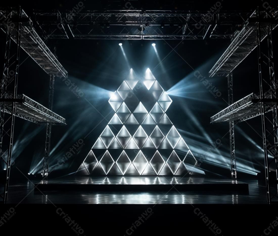 Palco com estrutura metálica e iluminação cênica