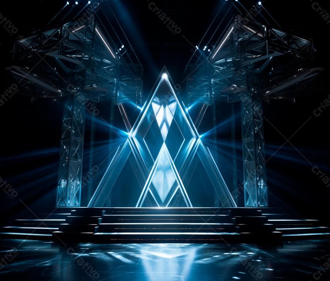 Palco iluminado com estrutura metálica moderna