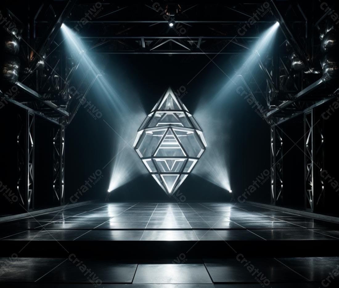 Diamante geométrico em palco iluminado