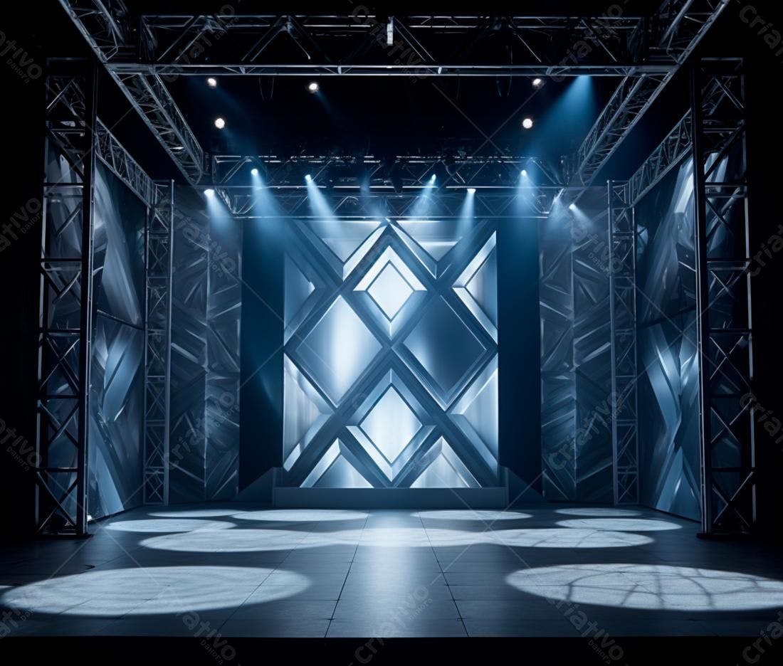 Palco iluminado com estrutura metálica