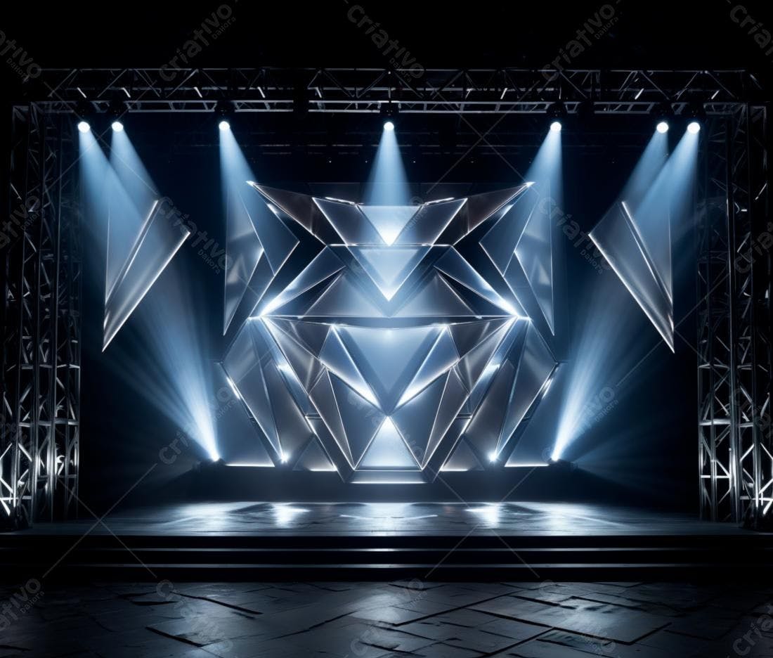 Palco com iluminação geométrica moderna