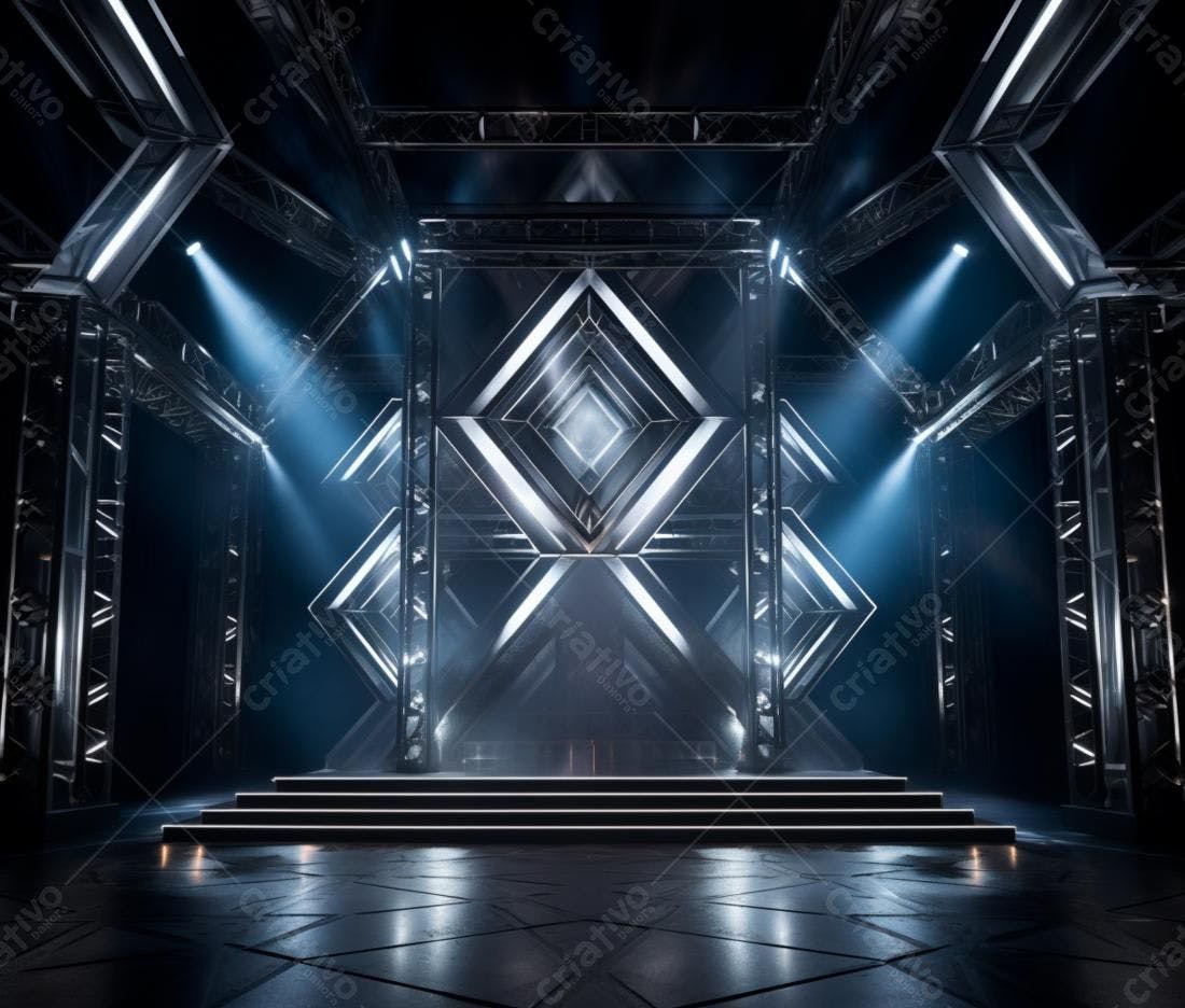 Palco futurista com iluminação azul