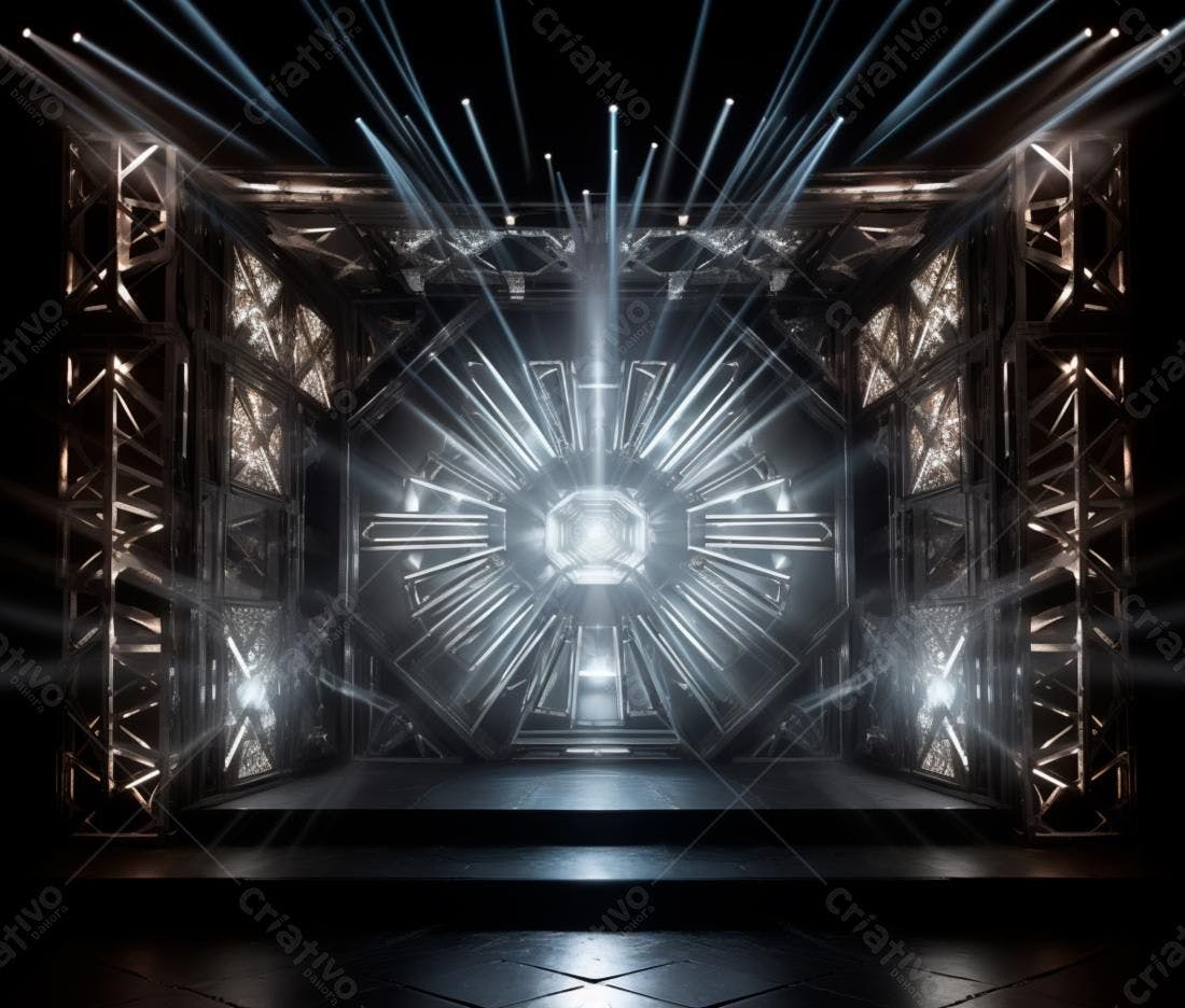 Palco iluminado com estrutura metálica moderna