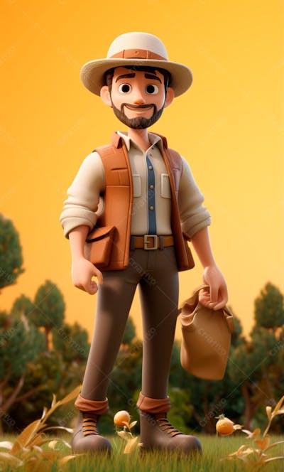 Personagem 3D De Desenho Animado De Fazendeiro (12)