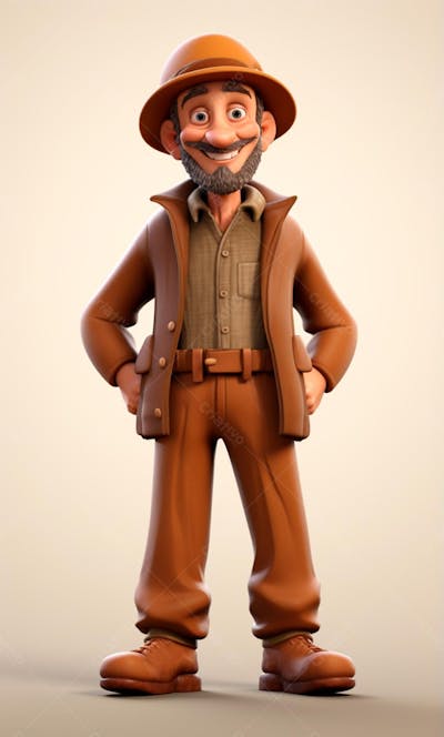Personagem 3D De Desenho Animado De Fazendeiro (14)