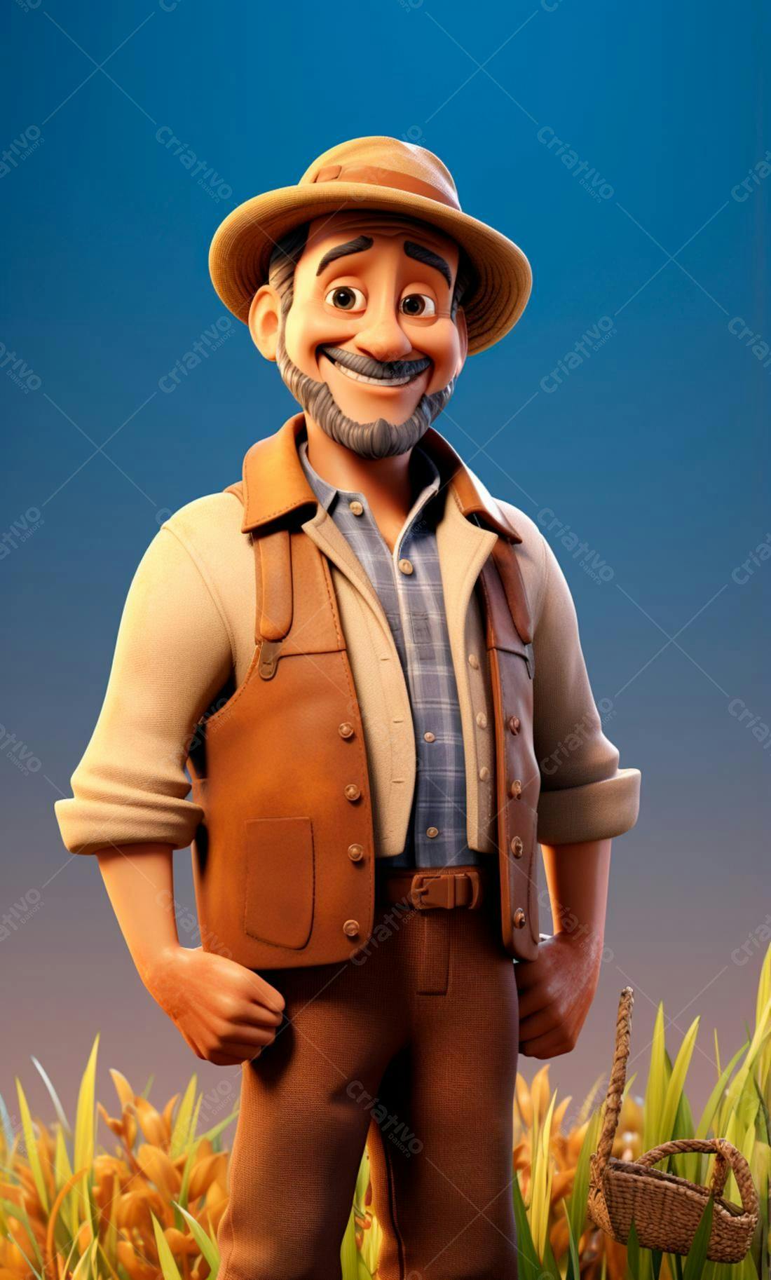 Homem feliz em campo de trigo ao entardecer