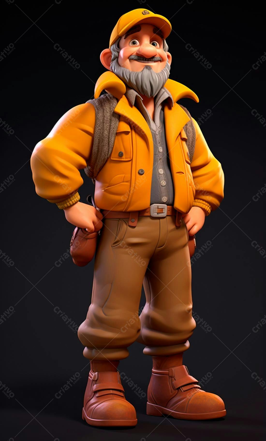 Personagem animado aventureiro estilo cartoon