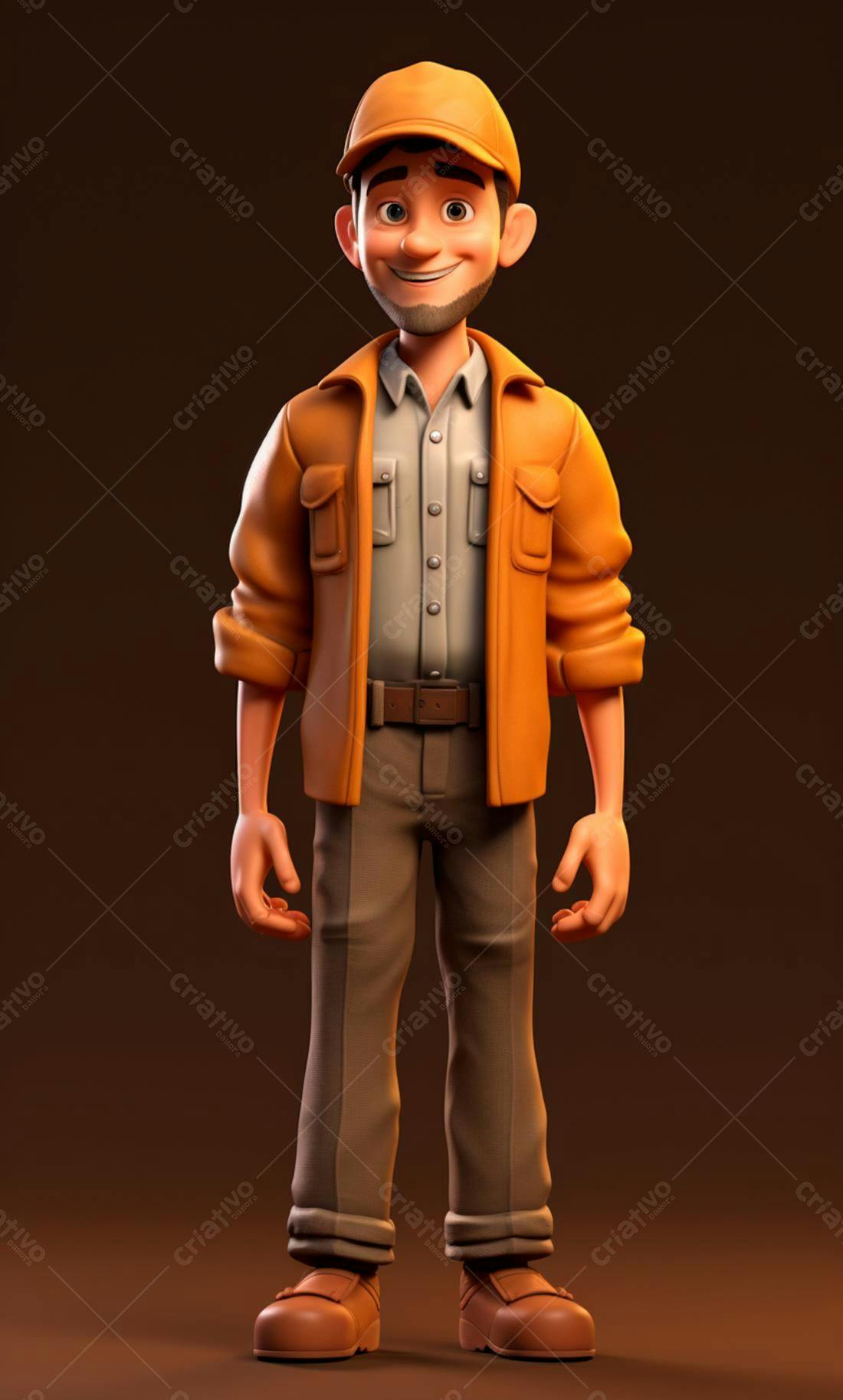 Desenhista sorridente uniforme laranja
