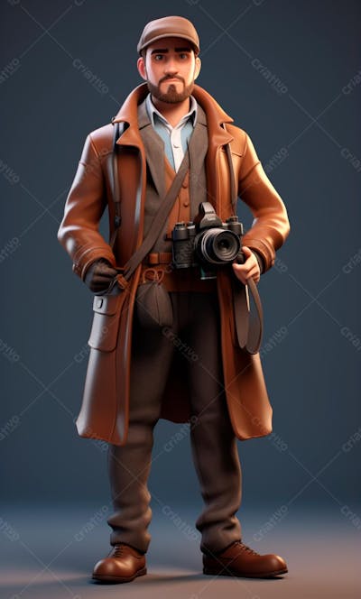 Personagem De Desenho Animado 3D De Um Fotógrafo Profissional (3)