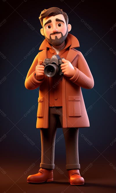 Personagem De Desenho Animado 3D De Um Fotógrafo Profissional (4)