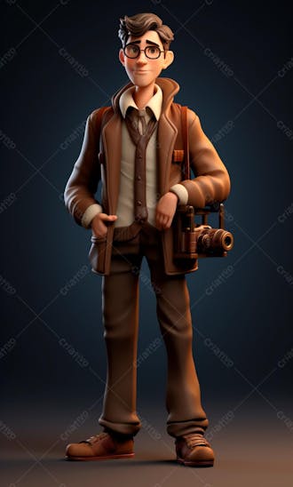 Personagem de desenho animado 3d de um fotógrafo profissional