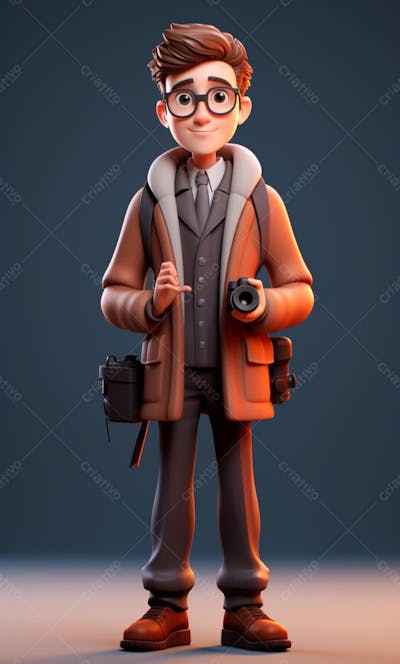 Personagem De Desenho Animado 3D De Um Fotógrafo Profissional (7)