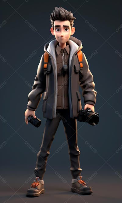 Personagem De Desenho Animado 3D De Um Fotógrafo Profissional (9)