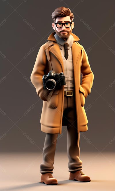 Personagem De Desenho Animado 3D De Um Fotógrafo Profissional (11)
