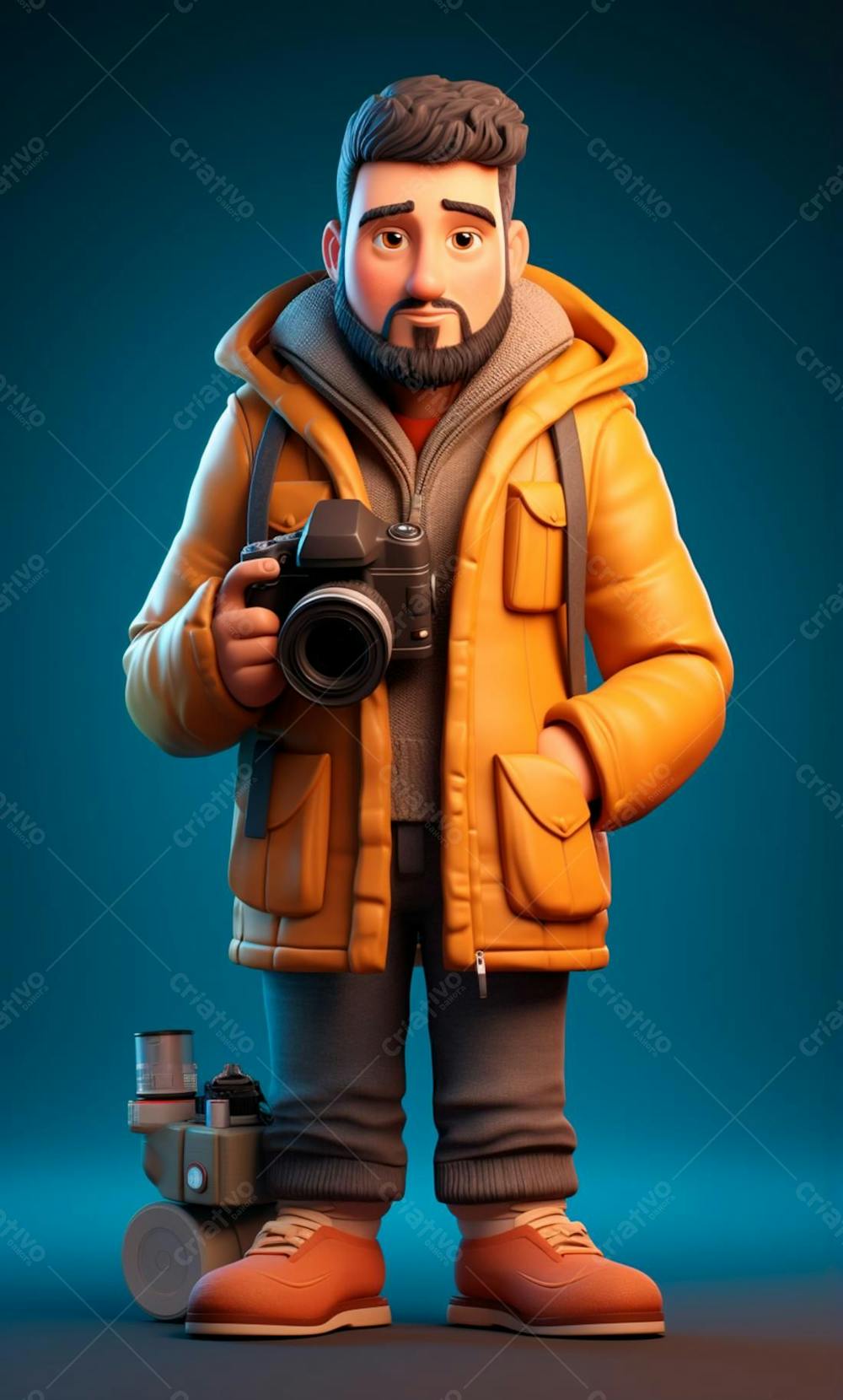 Personagem De Desenho Animado 3D De Um Fotógrafo Profissional (13)