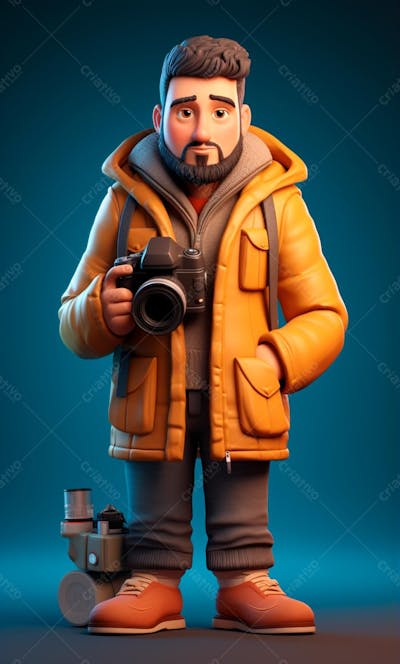 Personagem De Desenho Animado 3D De Um Fotógrafo Profissional (13)