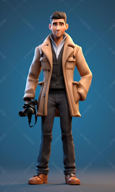 Personagem De Desenho Animado 3D De Um Fotógrafo Profissional (15)