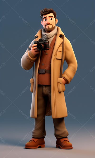 Personagem De Desenho Animado 3D De Um Fotógrafo Profissional (17)