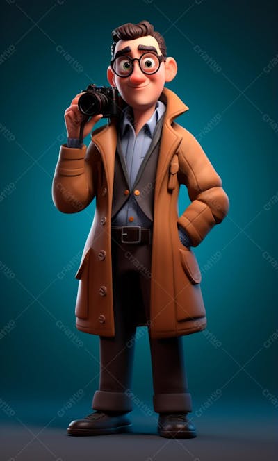 Personagem De Desenho Animado 3D De Um Fotógrafo Profissional (18)