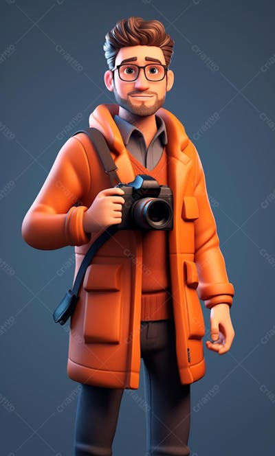 Personagem De Desenho Animado 3D De Um Fotógrafo Profissional (21)