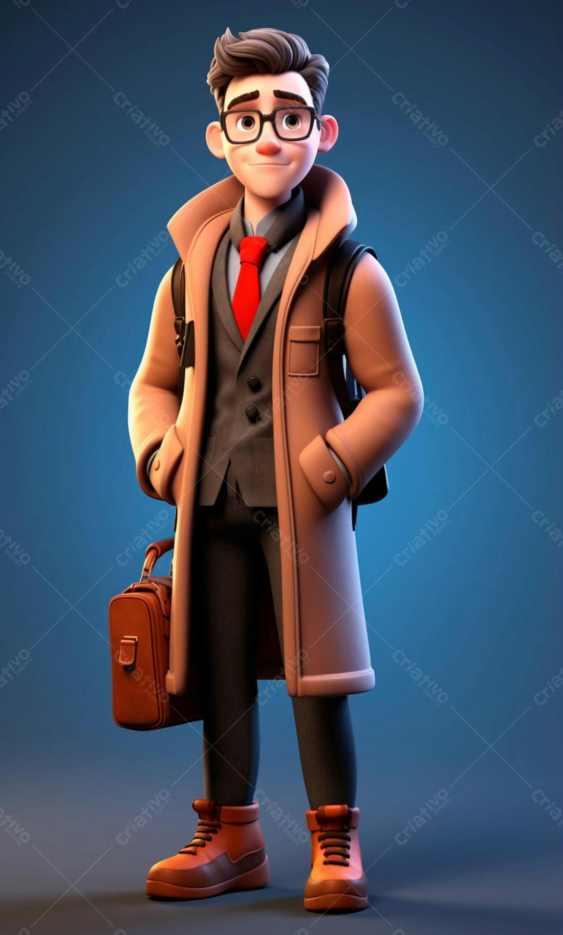 Homem de negócios estilo cartoon em fundo azul