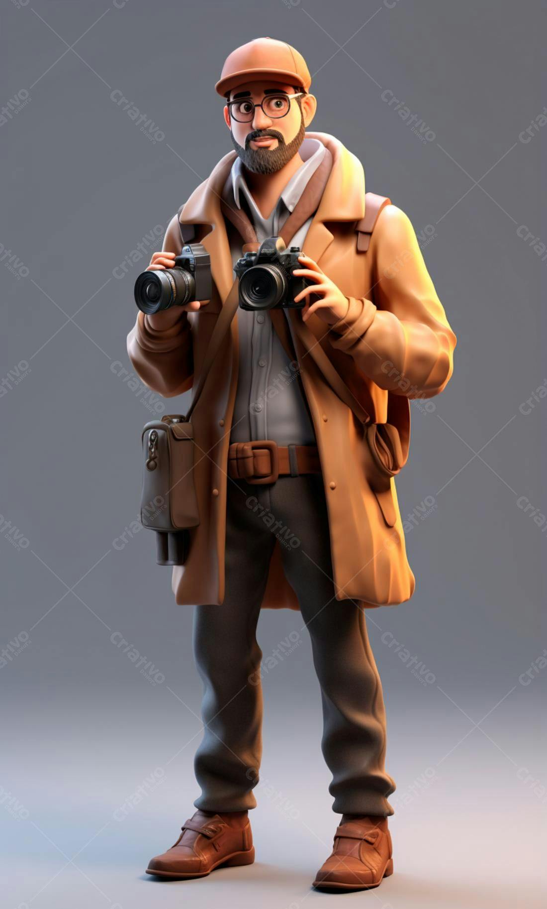Fotógrafo com duas câmeras estilo vintage