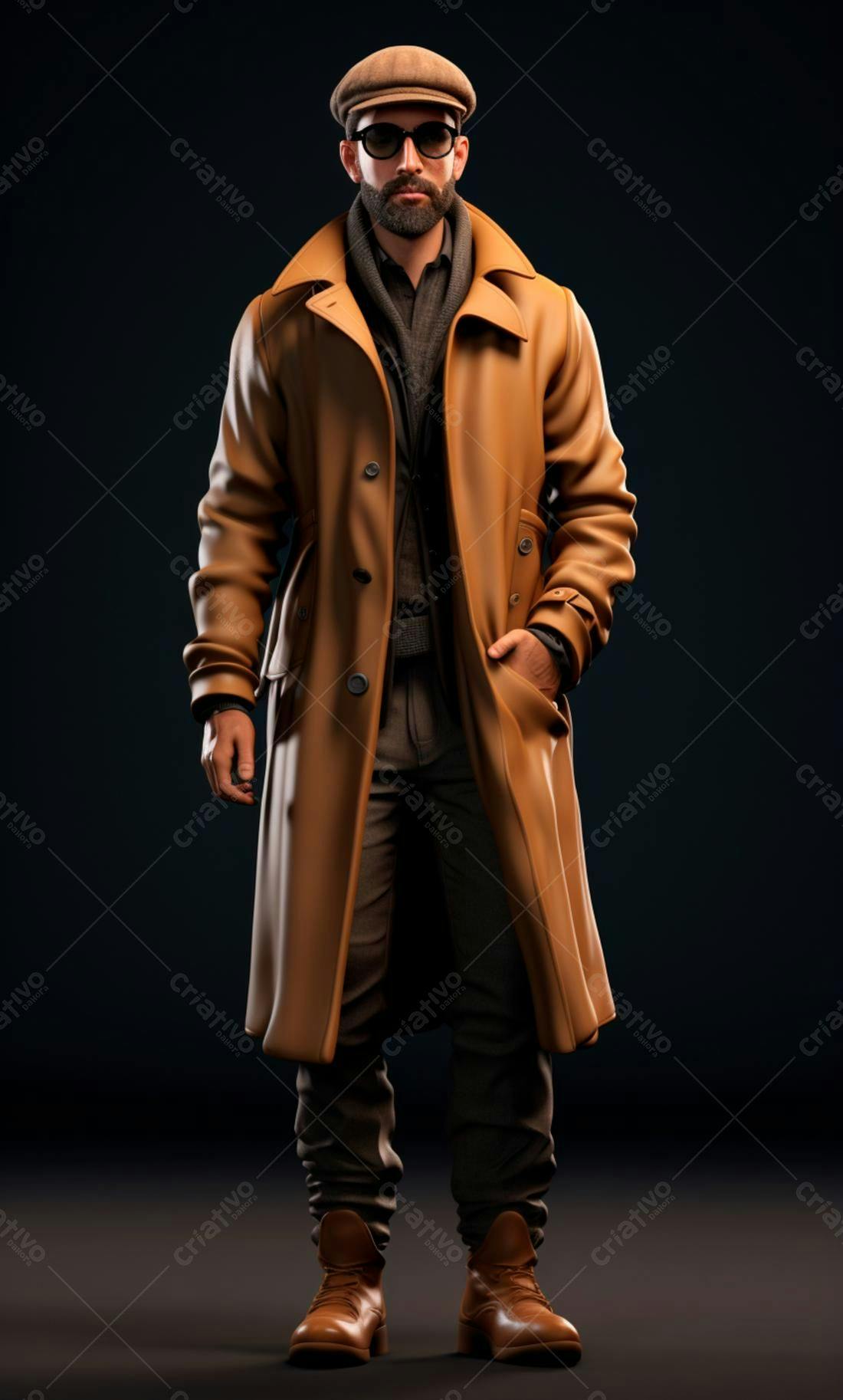 Homem elegante em casaco marrom