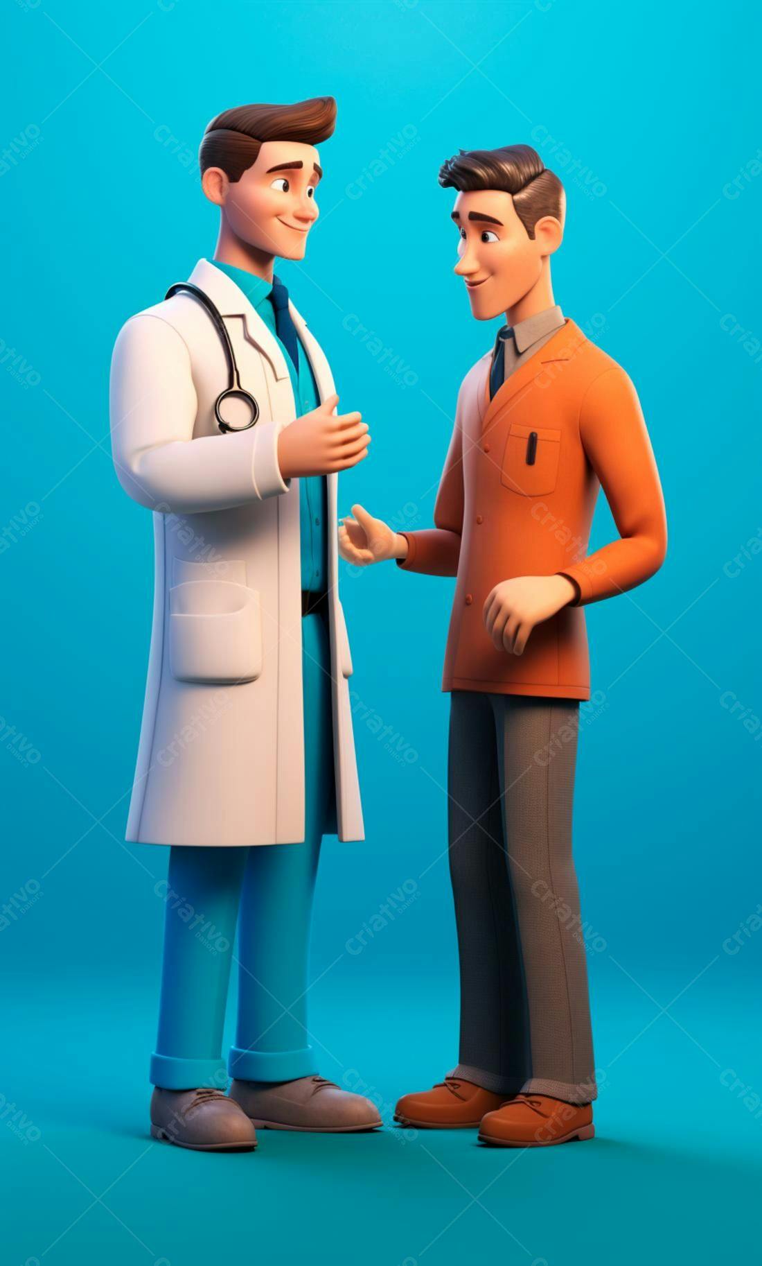 Médico e paciente conversando consultório